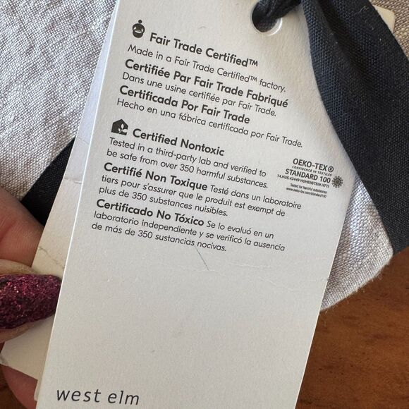 West Elm European Flax Linen Ruffle Standard Sham Gray/Lavender NEW - Picture 7 of 7